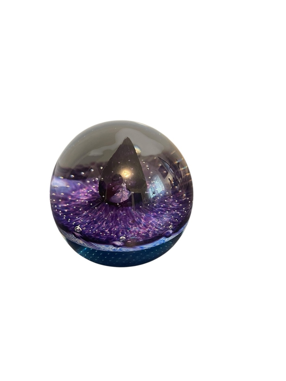 Caithness Scotland Watchtower Art Glass Paperweight Purple Blue 536-750